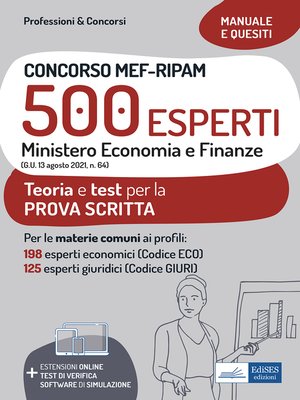 cover image of Concorso MEF-RIPAM 500 Esperti--Ministero Economia e Finanze